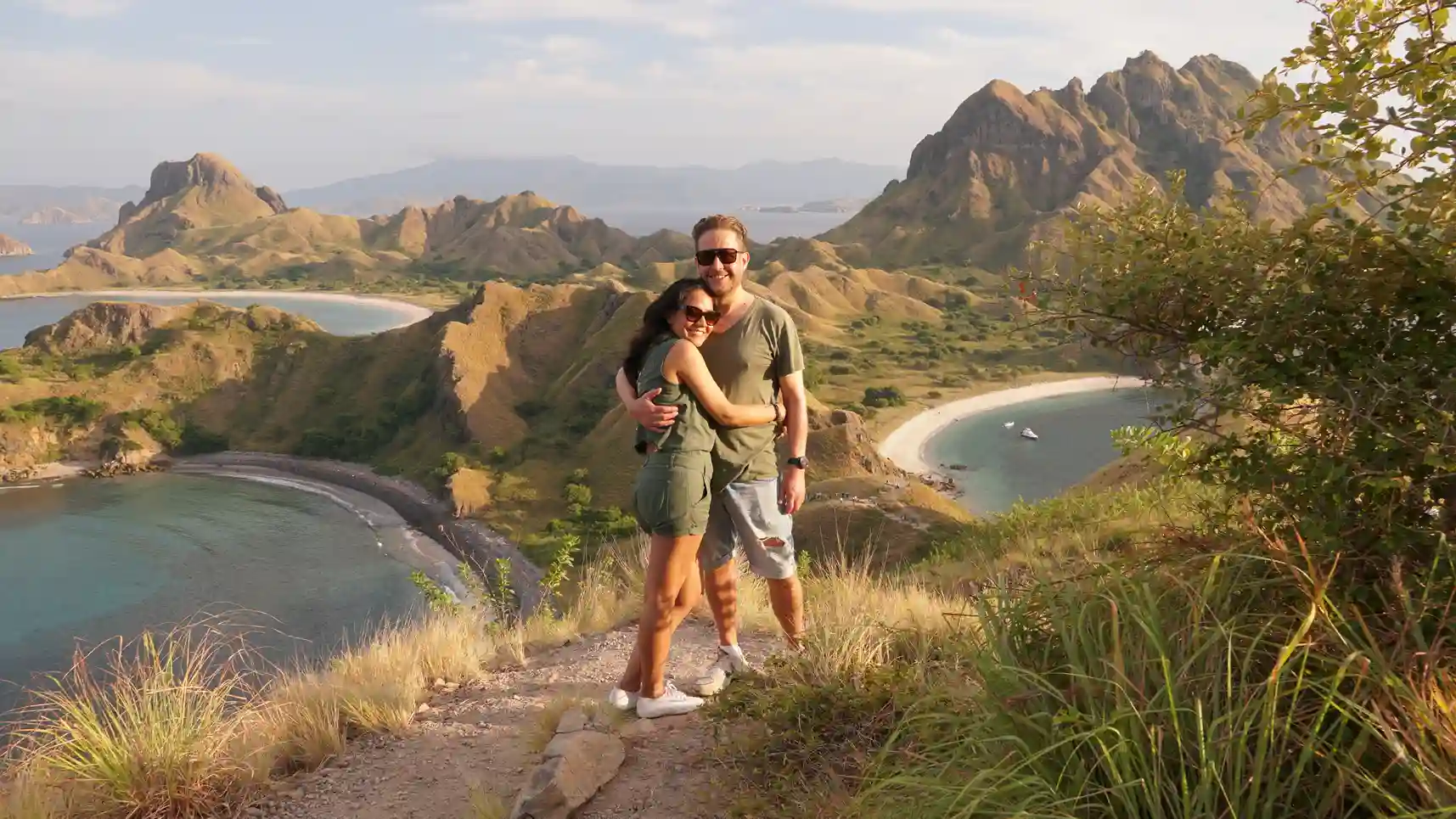 Visitors at the Padar Island viewpoint above the bays