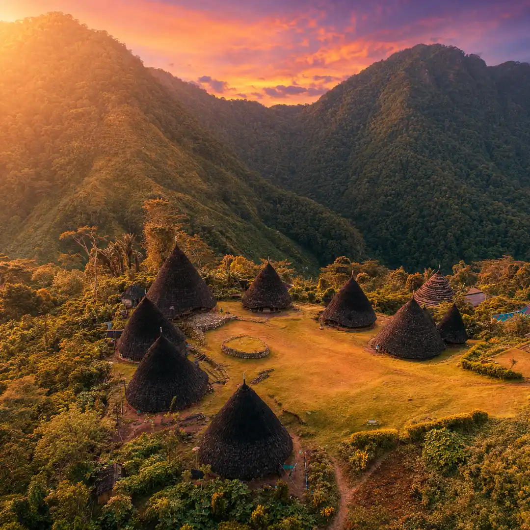 The cone-roofed houses of Wae Rebo village on Flores